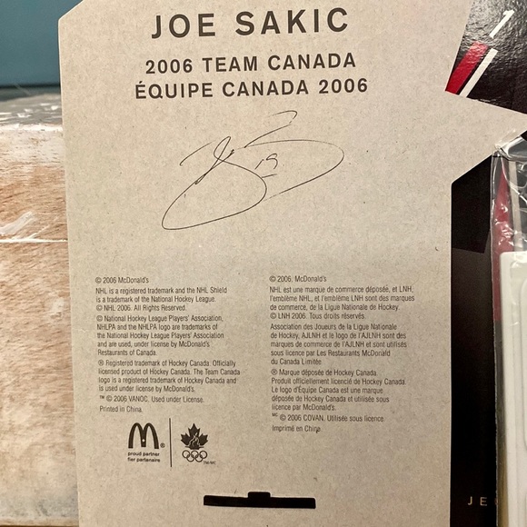 Joe Sakic McDonald's Team Canada 2006 Olympic Hockey Mini Jersey NIB - Picture 5 of 8